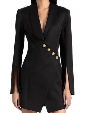 Alice and Olivia The Sculpt Wool Blend Asymmetrical Blazer Dress